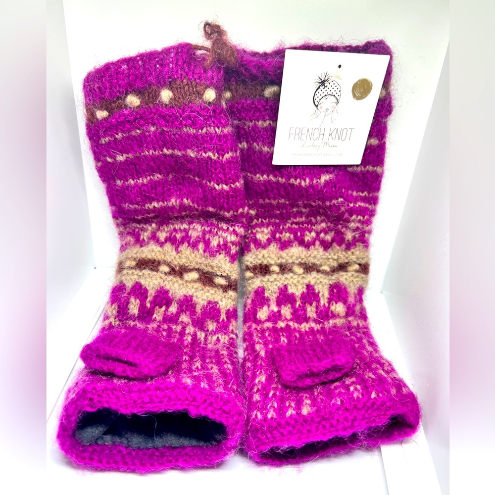 NWT French Knot Wool Florence Hand Warmers Fingerless Gloves